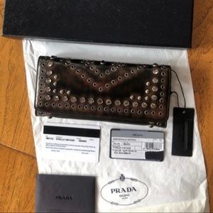 Prada Portfolio Ebano Vitello Leather Wallet